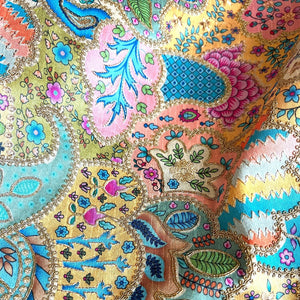 Multicolor Artificial Raw Silk Embroidered