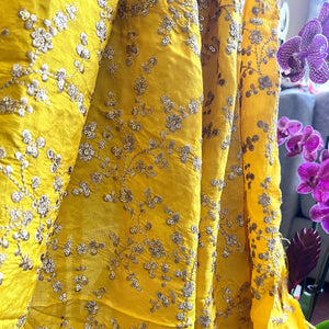 Yellow Embroidered Banarasi Silk with Sequins