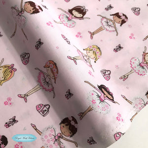 Fat Quarter - Glitter Ballerinas on Pink 