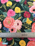 English Garden - Juliet Rose Navy Canvas Yardage