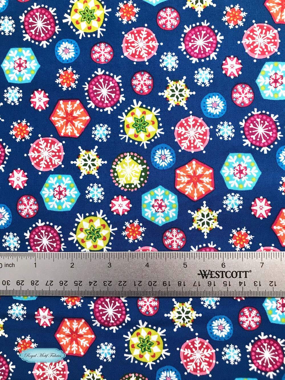 Fat Quarter - Joyeux - Snowflakes Dark Blue