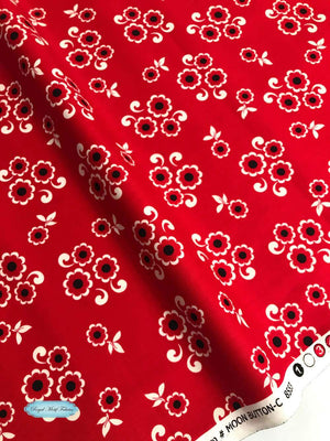 Moon Flower -  Moon Button Red Yardage