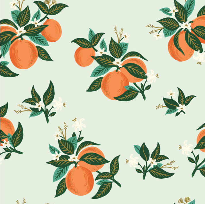 Primavera Citrus Blossom Orange Metallic Fabric by Cotton + Steel