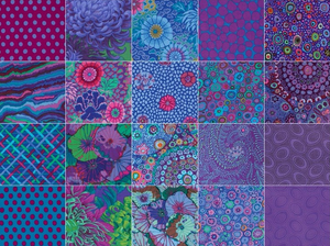 Kaffe Fassett Peacock 5" Squares/Charm Pack by Free Spirit Fabrics