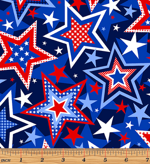 Red, White & True Patriotic Stars Navy by Kanvas Studio for Benartex