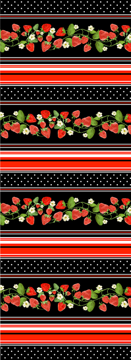 Strawberry Fields Forever - Strawberry Stripe Black by Kanvas Studio