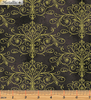 Floral Impressions Washed Tonal Filigree Dark Gray Gold Metallic 8679M-13 by Benartex