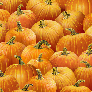 Gather Here - Packed Metallic Pumpkins Fabric by Timeless Treasures