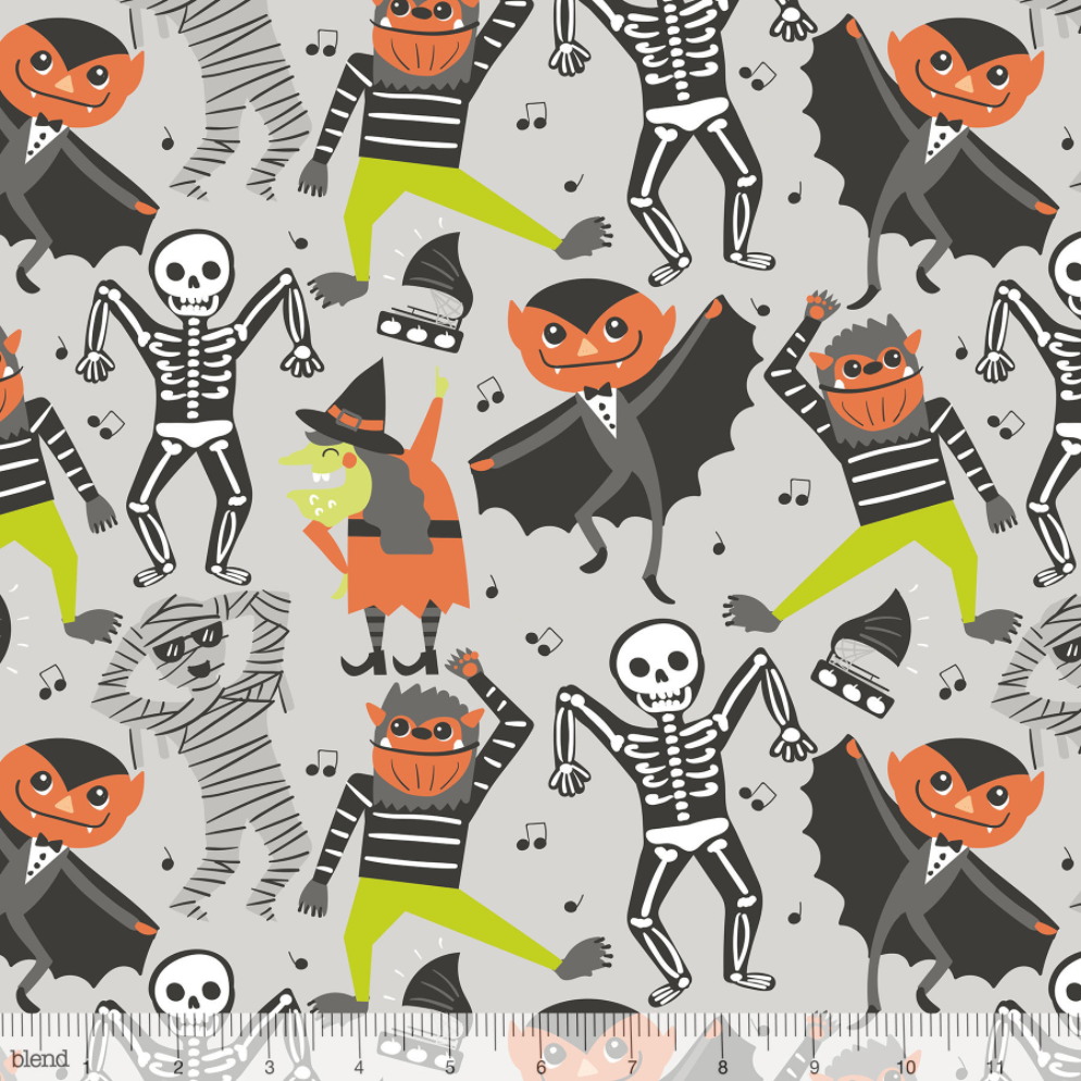 Boo Bash - Monster Mash Grey by Maude Asbury for Blend Fabrics