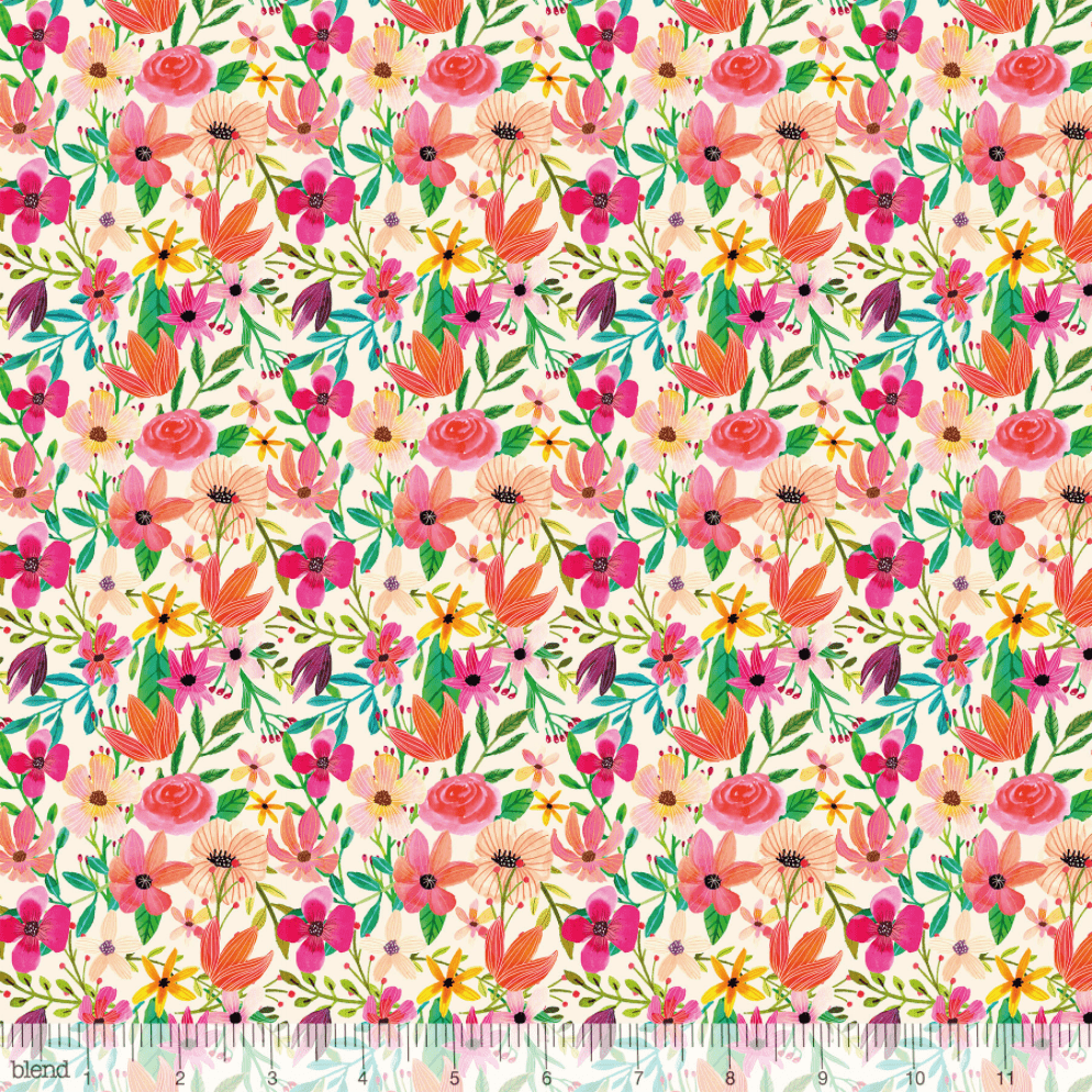 Forest Friends - Floral Mixture Ivory by Mia Charro for Blend Fabrics