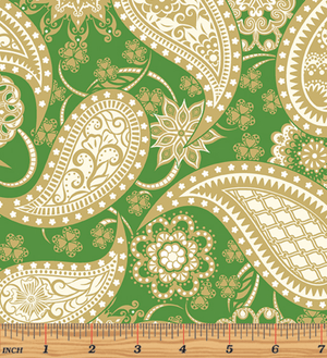 Jubilee Holiday Paisley Green/Gold by Benartex 5490M-40