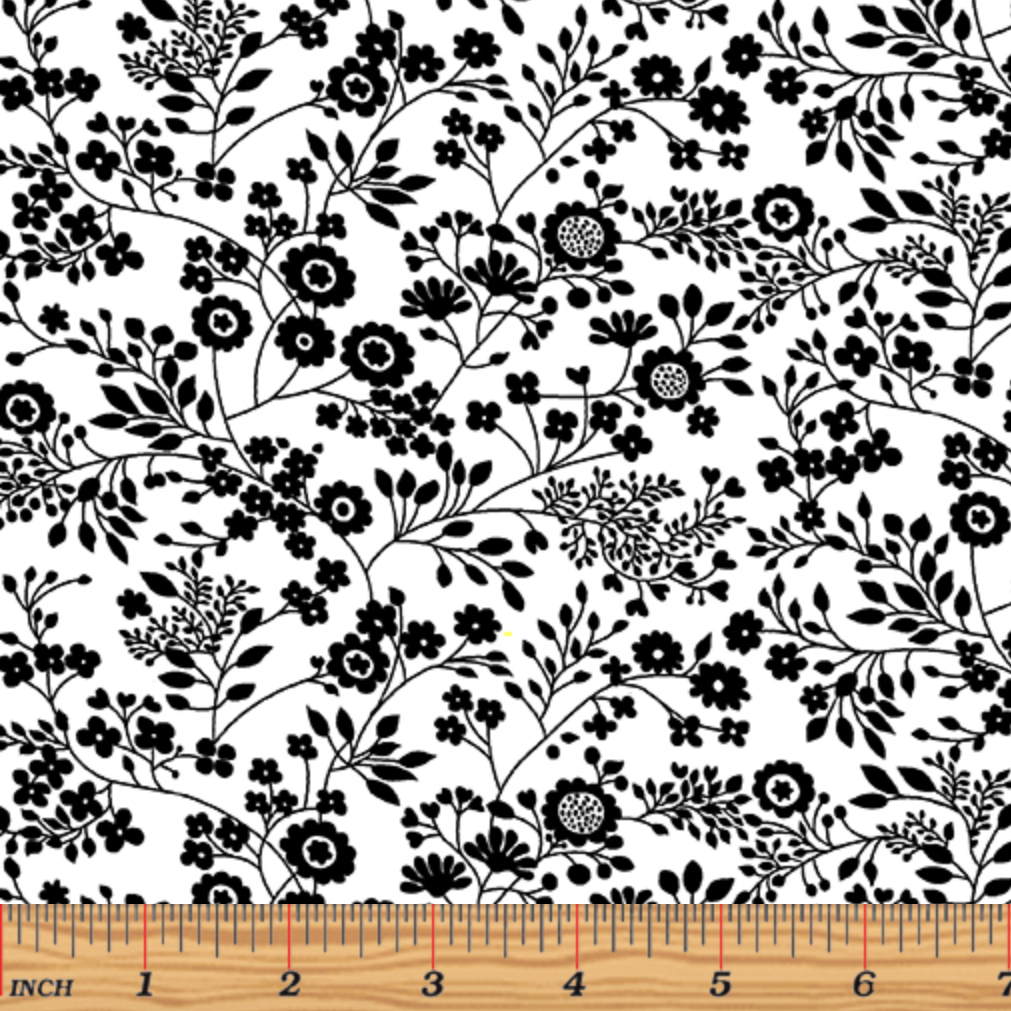 Floral Garden White/Black by Kanvas Studio for Benartex 7809-99