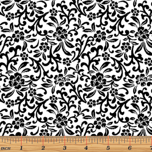 Scroll Floral White/Black by Kanvas Studio for Benartex