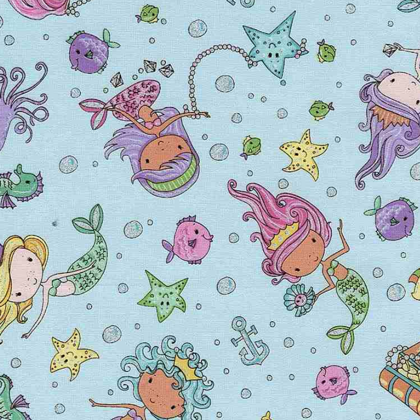 Sparkle & Shine Mermaids and Sea Creatures Glitter by Timeless Treasures