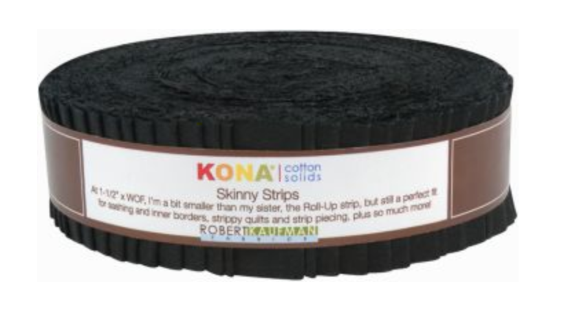 Kona Cotton Skinny Strips Black by Robert Kaufman