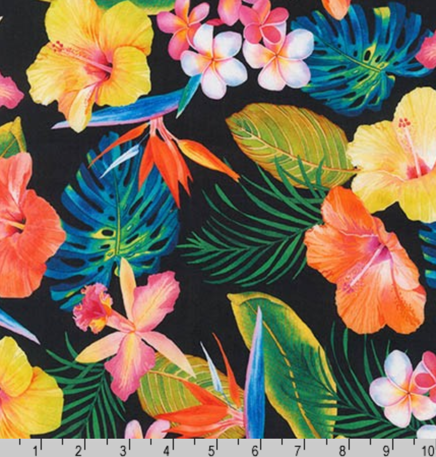 Island Sanctuary Tropicals Black by Lynnea Washburn for Robert Kaufman