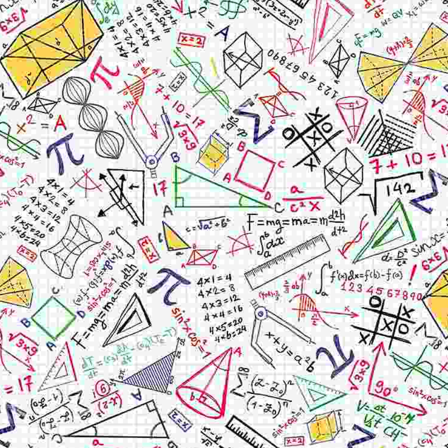 Math & Science - Colorful Math Doodles on Grid fabric by Timeless Treasures