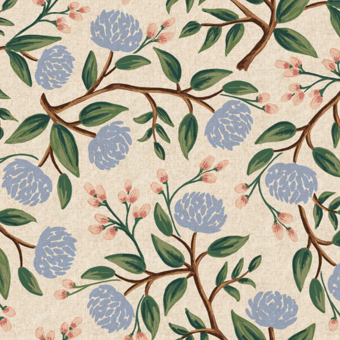 Wildwood - Peonies Cream Canvas Fabric