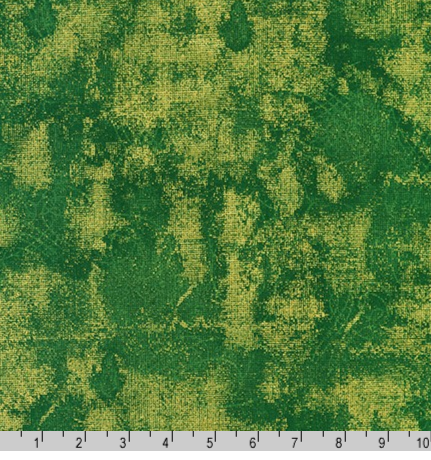 Winter's Grandeur 8 - Holiday Texture Blender Green and Gold Metallic by Robert Kaufman