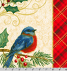 Winter's Grandeur 8 - Holiday Bird Gold Metallic Panel by Robert Kaufman