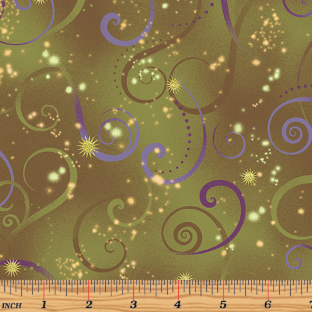 Dance of the Dragonfly Swirling Sky Olive by Kanvas Studio/Benartex 8500M-49