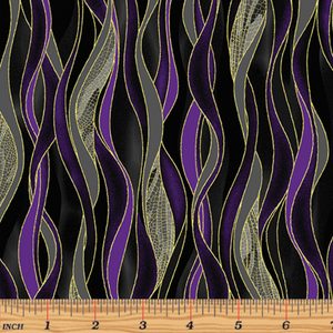 Dragonfly Dance - Dancing Waves Black/Purple by Kanvas Studio/Benartex 8503M-11