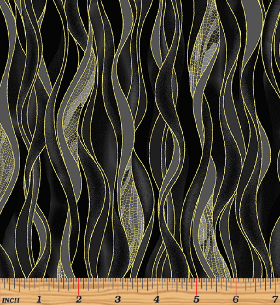 Dragonfly Dance - Dancing Waves Black/Gray by Kanvas Studio/Benartex 8503M-99