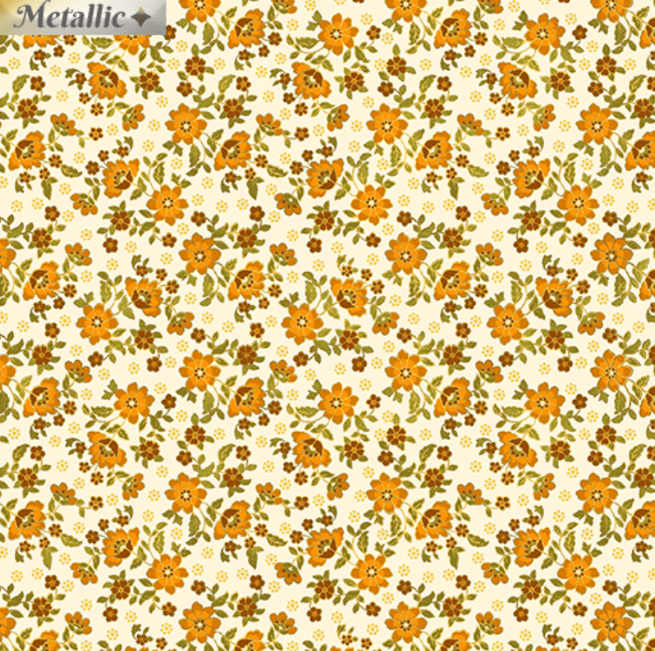 Radiance - Radiant Mini Blossoms Cream Orange by Benartex 9746M-07