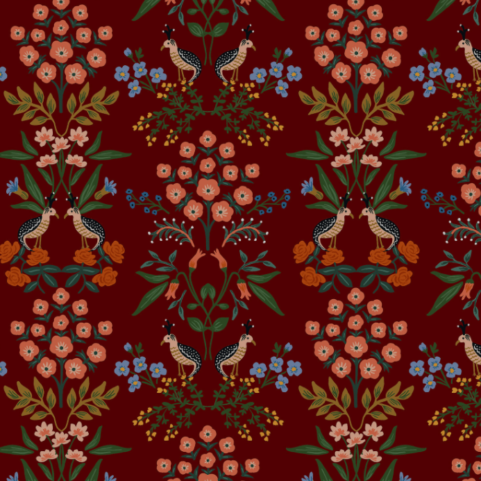 Meadow - Luxembourg Burgundy Fabric by Rifle Paper Co. for Cotton + Steel