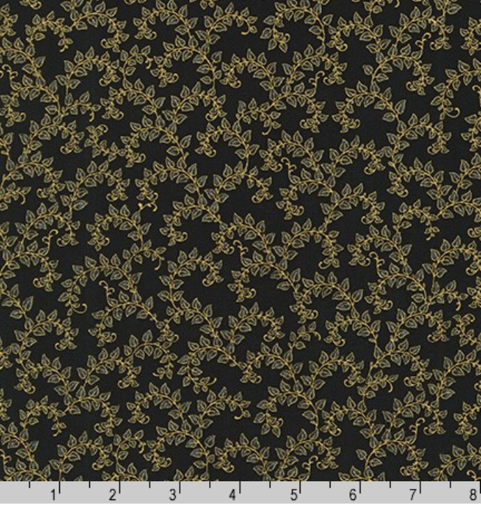 Florentine Garden - Vine Black Metallic by Robert Kaufman 19451-2 BLACK