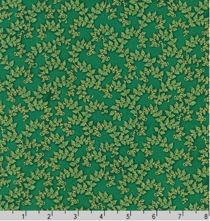 Florentine Garden - Vine Green Metallic by Robert Kaufman 19451-7 GREEN