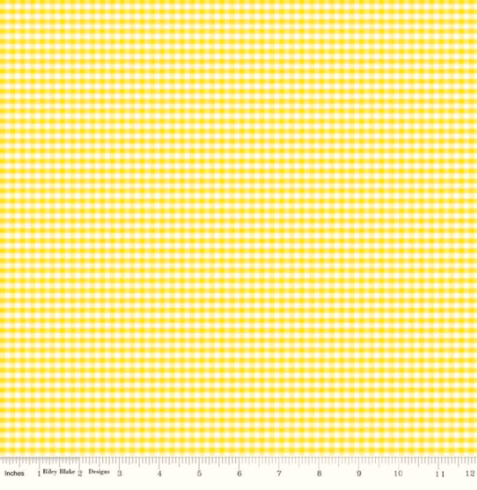 Riley Blake 1/8 Inch Small Gingham Check Yellow - Designer Fabrics 