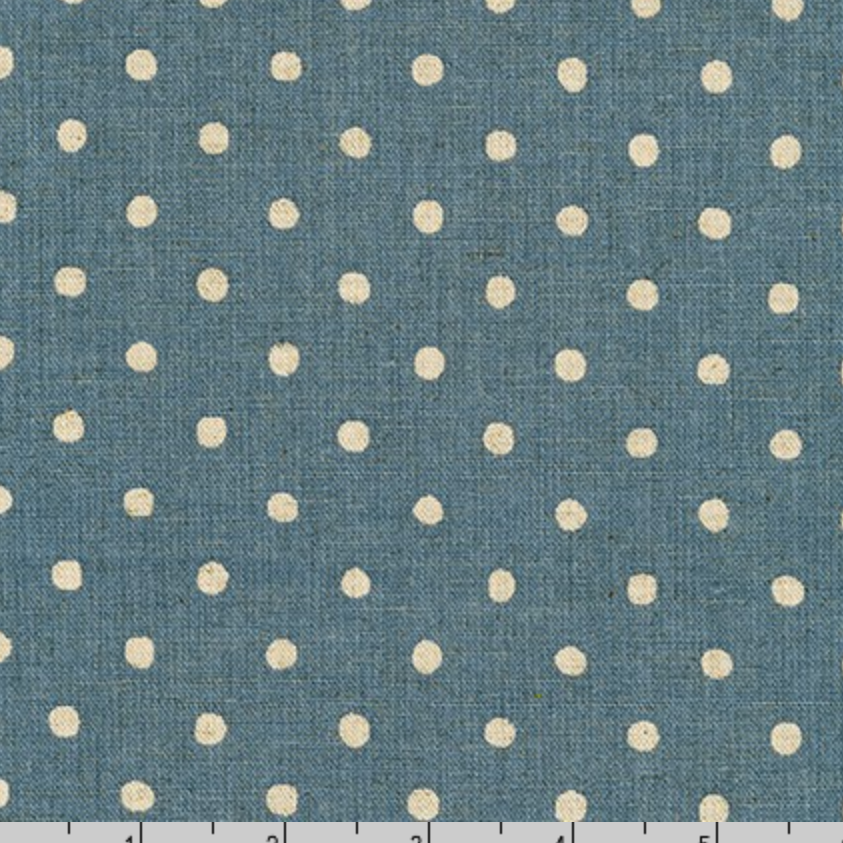 Sevenberry Cotton Flax - Dots on Blue