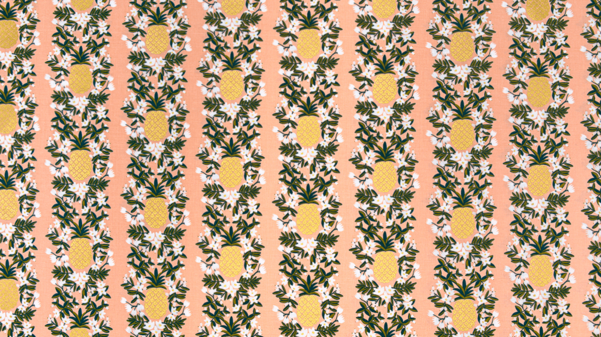 Primavera Pineapple Stripe Peach Metallic Fabric by Cotton + Steel