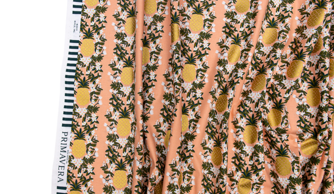 Primavera Pineapple Stripe Peach Metallic Fabric by Cotton + Steel