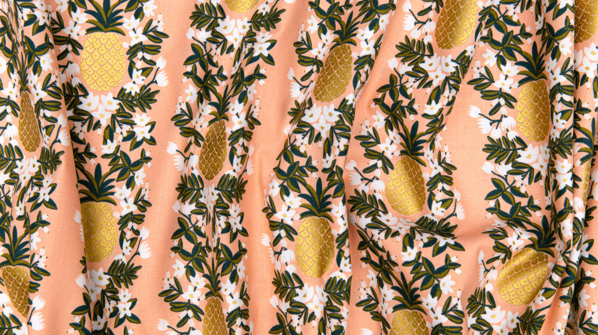 Primavera Pineapple Stripe Peach Metallic Fabric by Cotton + Steel