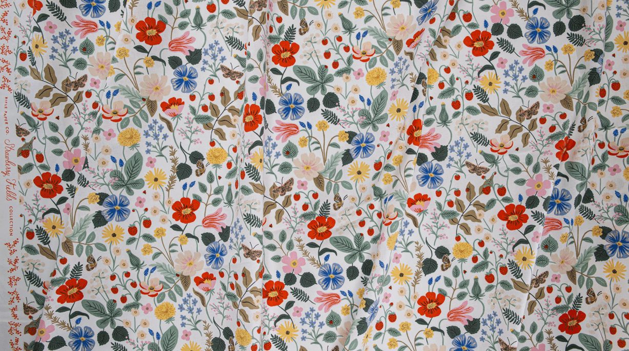 Strawberry Fields - Floral Ivory Fabric by Cotton + Steel | RP400-IV4