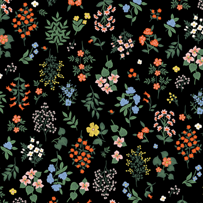 Strawberry Fields - Hawthorne Black Fabric by Cotton + Steel | RP401-BK1