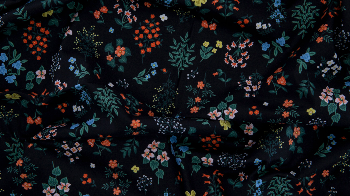 Strawberry Fields - Hawthorne Black Fabric by Cotton + Steel | RP401-BK1