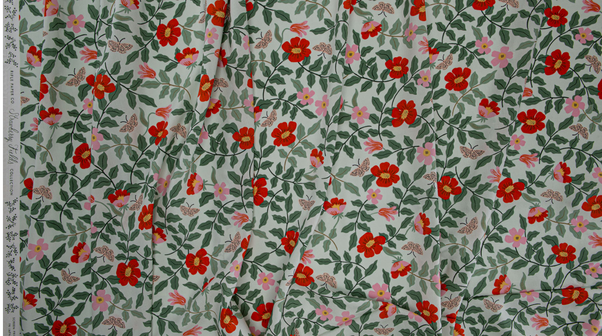 Strawberry Fields - Primrose Mint Rayon Fabric by Cotton + Steel | RP402-MI4R