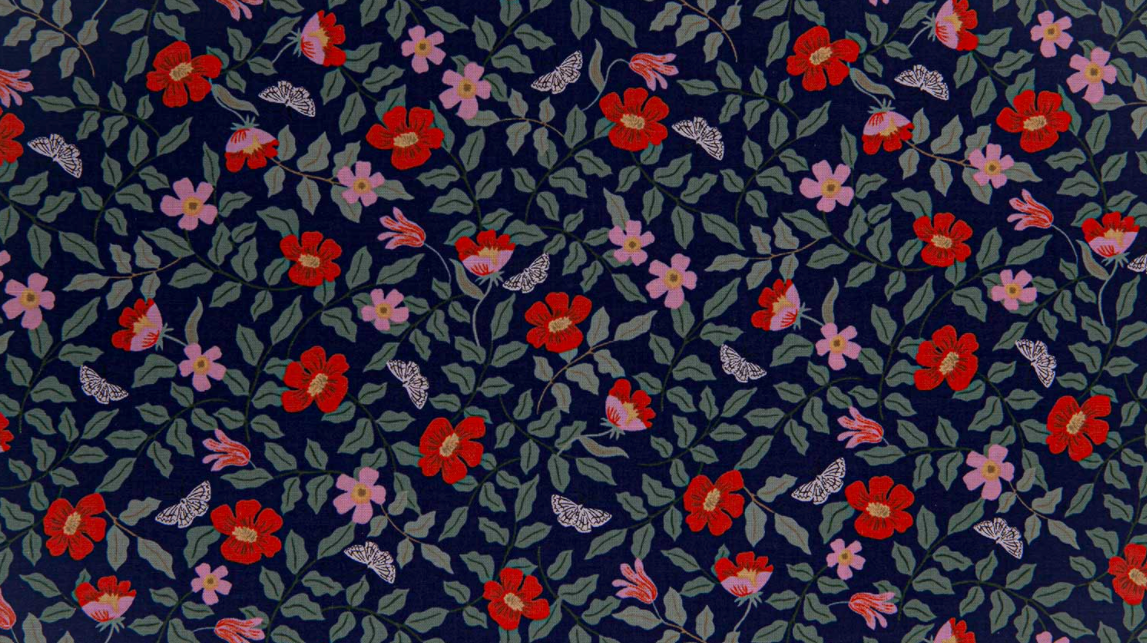 Strawberry Fields - Primrose Navy Fabric by Cotton + Steel | RP402-NA1