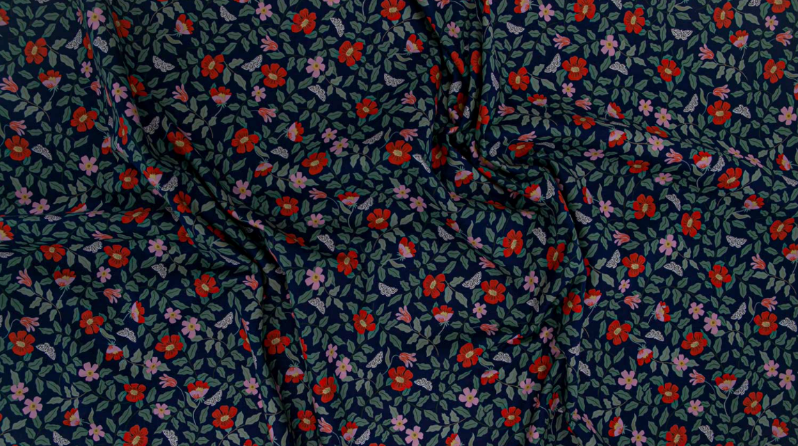 Strawberry Fields - Primrose Navy Fabric by Cotton + Steel | RP402-NA1