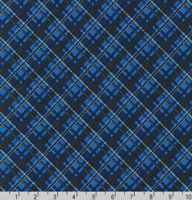 Winter's Grandeur 8 - Gold Metallic and Navy Plaid by Robert Kaufman AXBM-19329-9