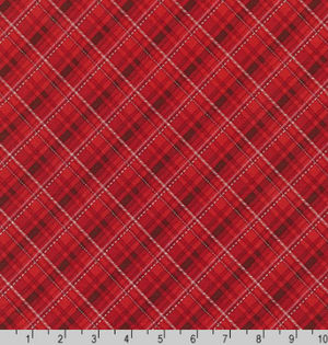 Winter's Grandeur 8 - Silver Metallic and Scarlet Plaid by Robert Kaufman AXBM-19329-93