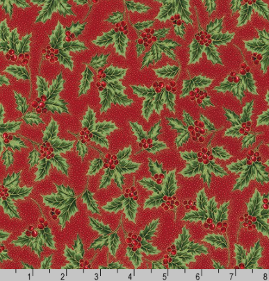 Holiday Flourish 13 - Holiday Holly Red by Robert Kaufman SRKM-19258-3 