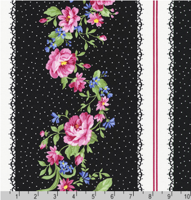 Flowerhouse Pretty Sweet Floral Stripe Black