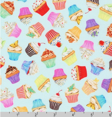 Sweet Tooth - Cupcakes on Mint by Robert Kaufman | Novelty Prints | AMKD-19827-32 MINT