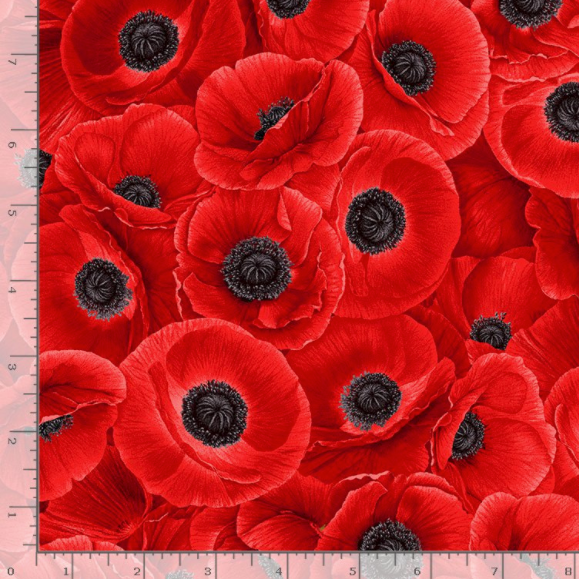 Wild Poppies - Packed Red Poppies Fabric by Timeless Treasures