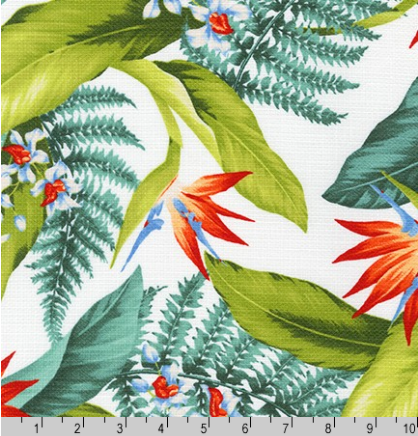 Sevenberry Island Paradise Barkcloth SB-4145D3-1 WHITE by Robert Kaufman