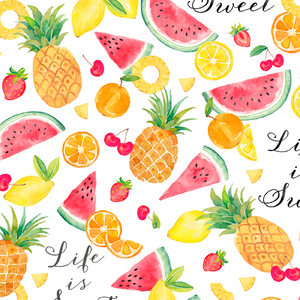 Squeeze the Day - Large Allover White by Wilmington Prints | Novelty Fabrics